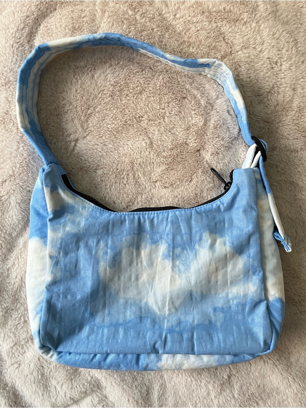 NWT BAGGU Mini Nylon Shoulder Bag Blue White Clouds